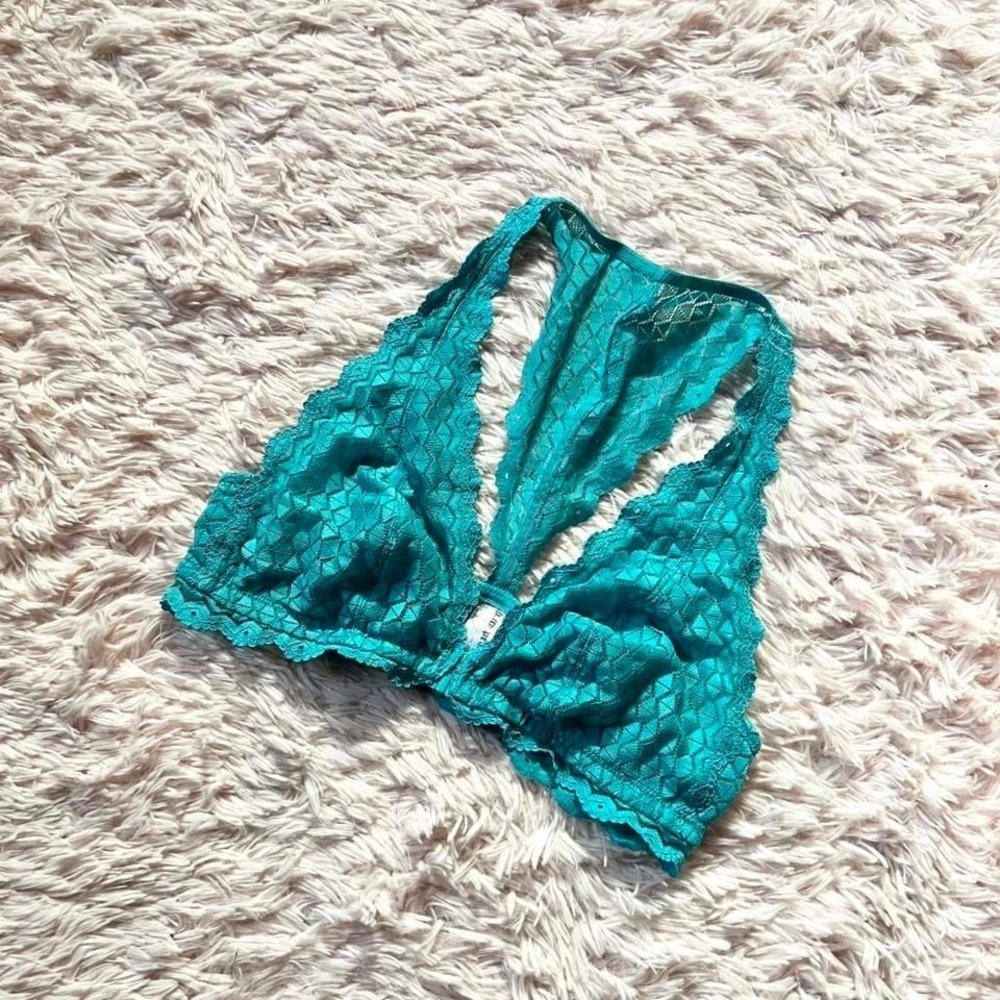 B.Tempt'd Teal Lace Front Clasp Lace‎ Bralette Womens L Feminine Delicate Twee